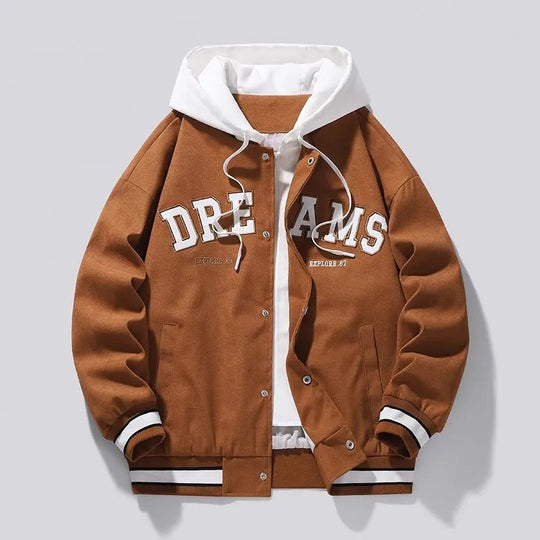 LANGLEY HOODED VARSITY JACKET