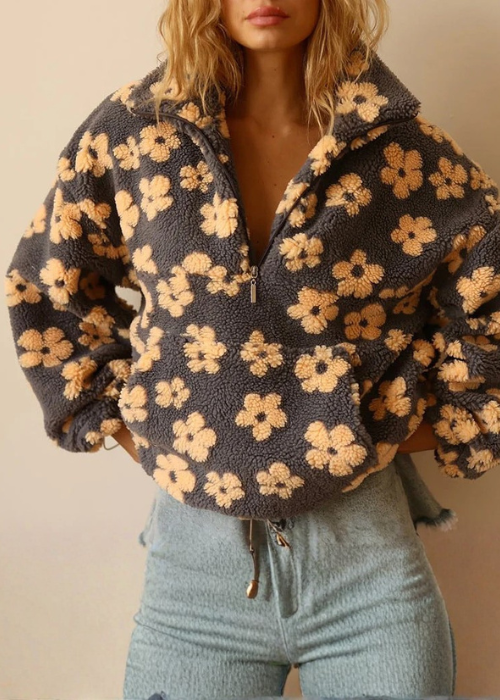 Floral Daisy | 1/4 Zip Fleece