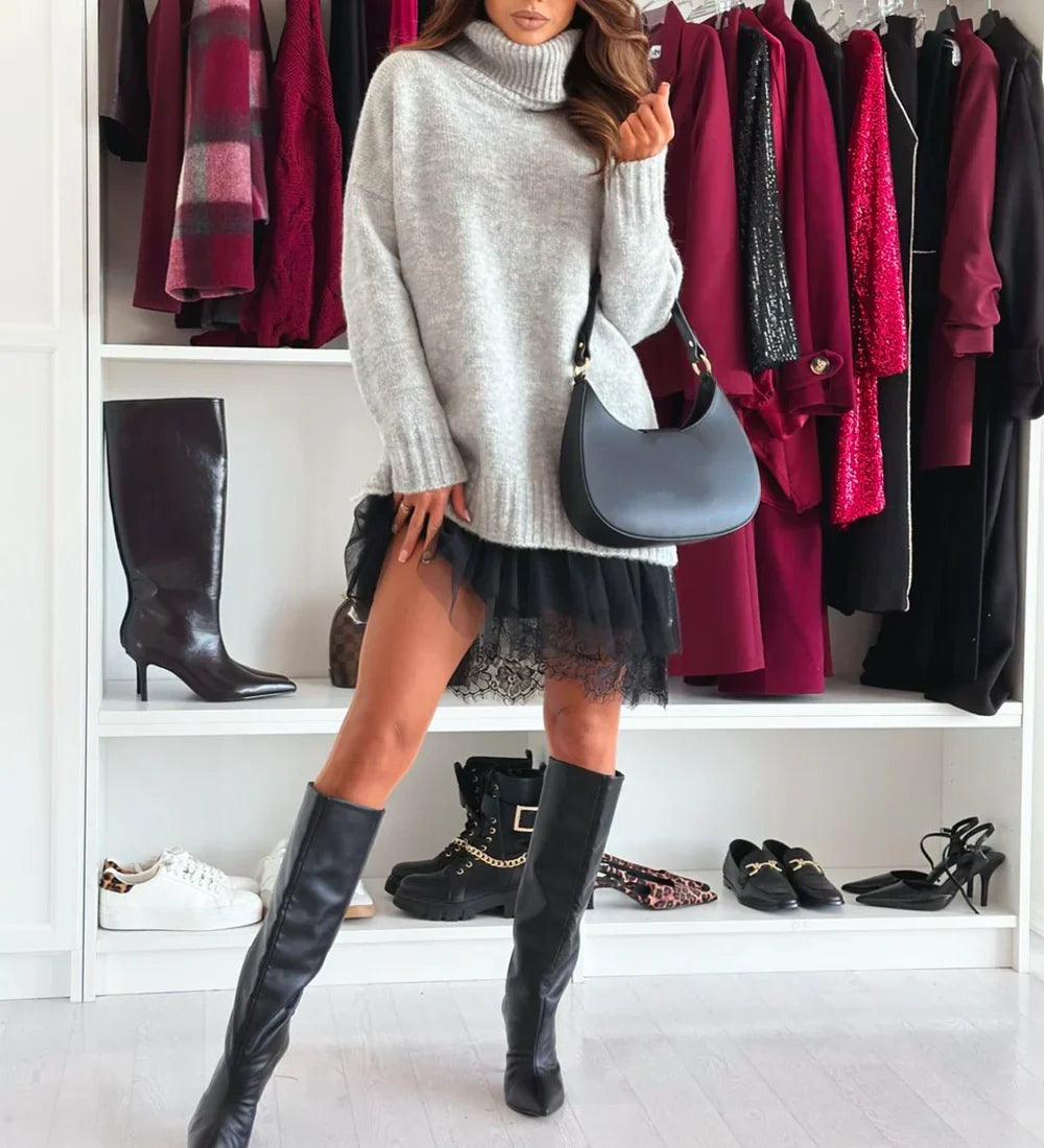 Winter Sale: 50% OFF! High-Neck Knit & Mini Dress Duo