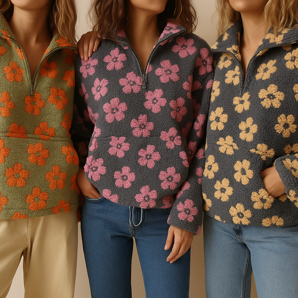 Floral Daisy | 1/4 Zip Fleece