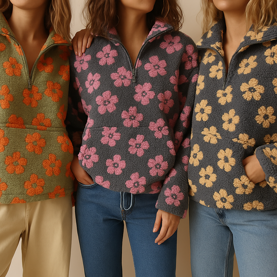 Floral Daisy | 1/4 Zip Fleece