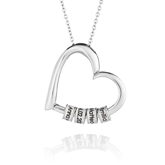 Heart Necklace with Personalised Bead Engravings