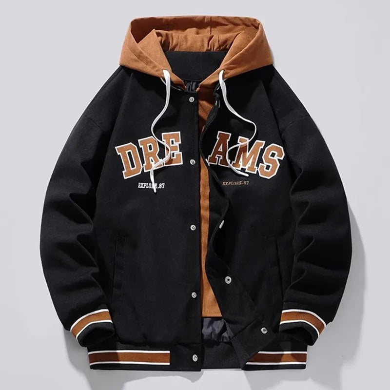LANGLEY HOODED VARSITY JACKET